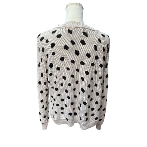 Jackson Rowe Sand Dot Polka Dot Scalloped Hem Crewneck Chukar Chunky Sweater - M - Picture 4 of 8